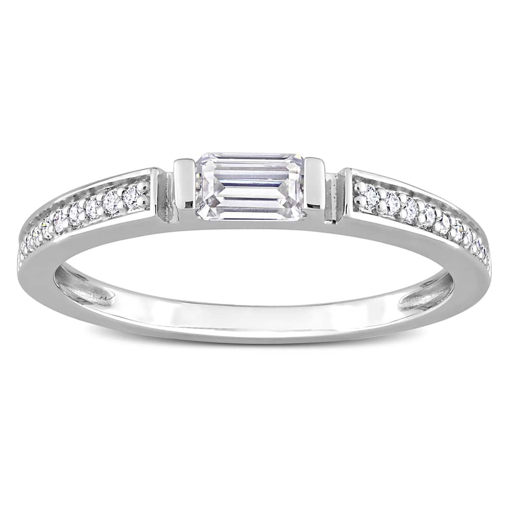Miadora 3/8ct DEW Moissanite Bar Semi-Eternity Ring in Sterling Silver