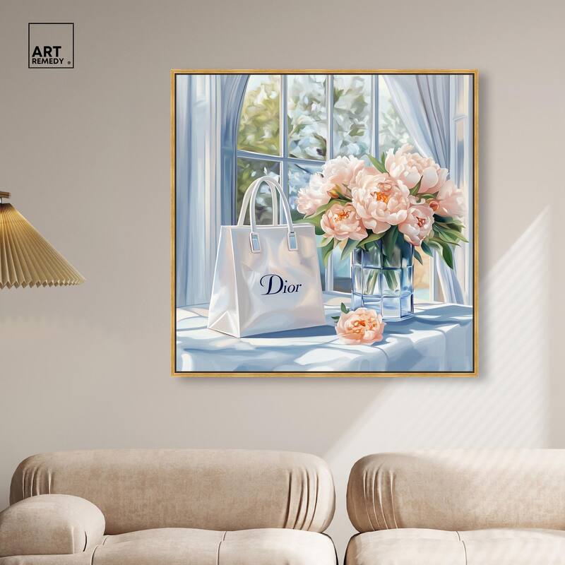 Bag and Peonies Canvas by Art Remedy