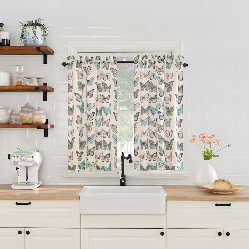 No. 918 Magdalena Crushed Voile Sheer Rod Pocket Kitchen Curtain Tier Pair