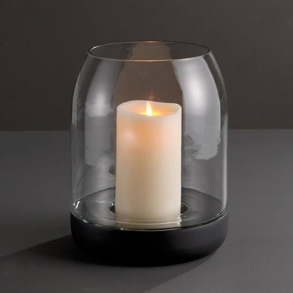 Shop 9 Matte Black And Clear Mango Wood Hurricane Pillar Candle