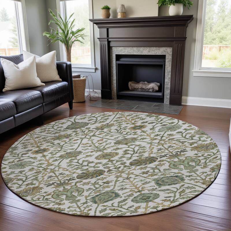 Premium Washable Super Soft Classic Traditional Mayfield Rug - Ivory - 8' x 8'