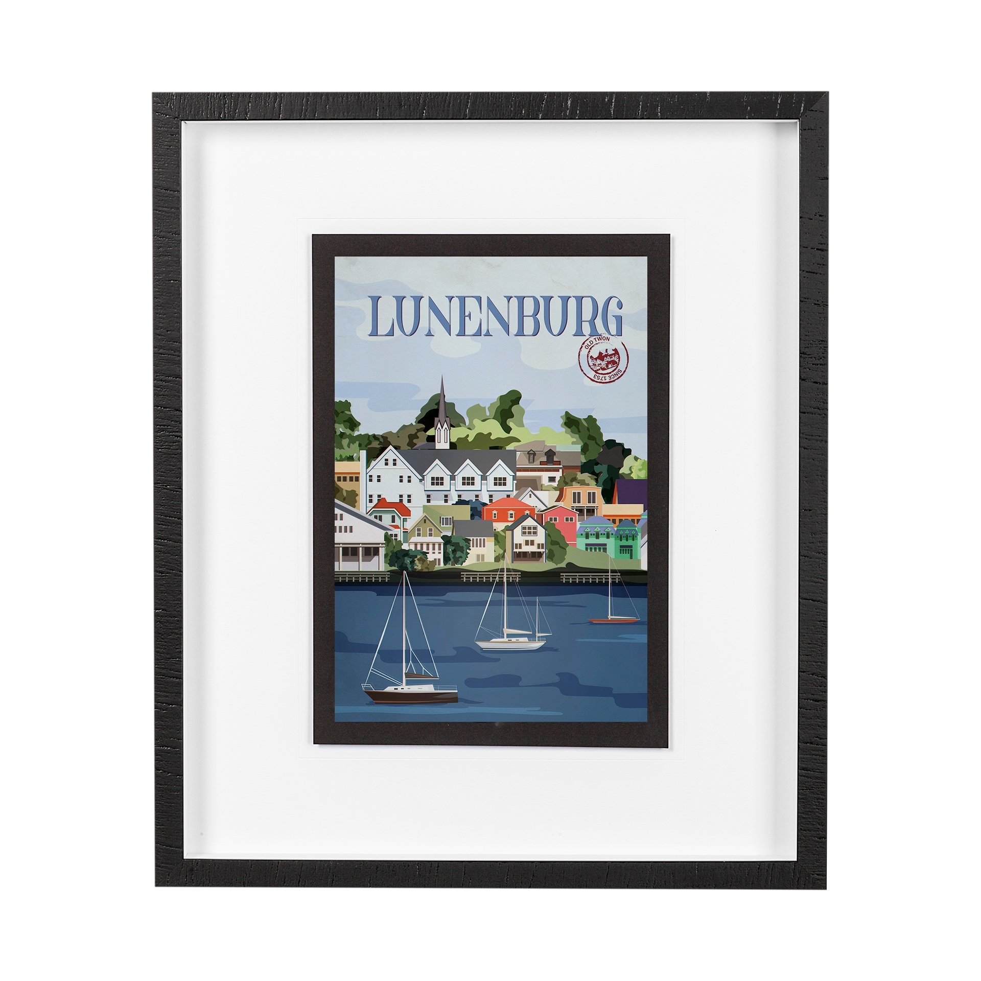 Lunenburg Go Canada (M) by Mercana Studio a Framed Art Print Matted under Glass