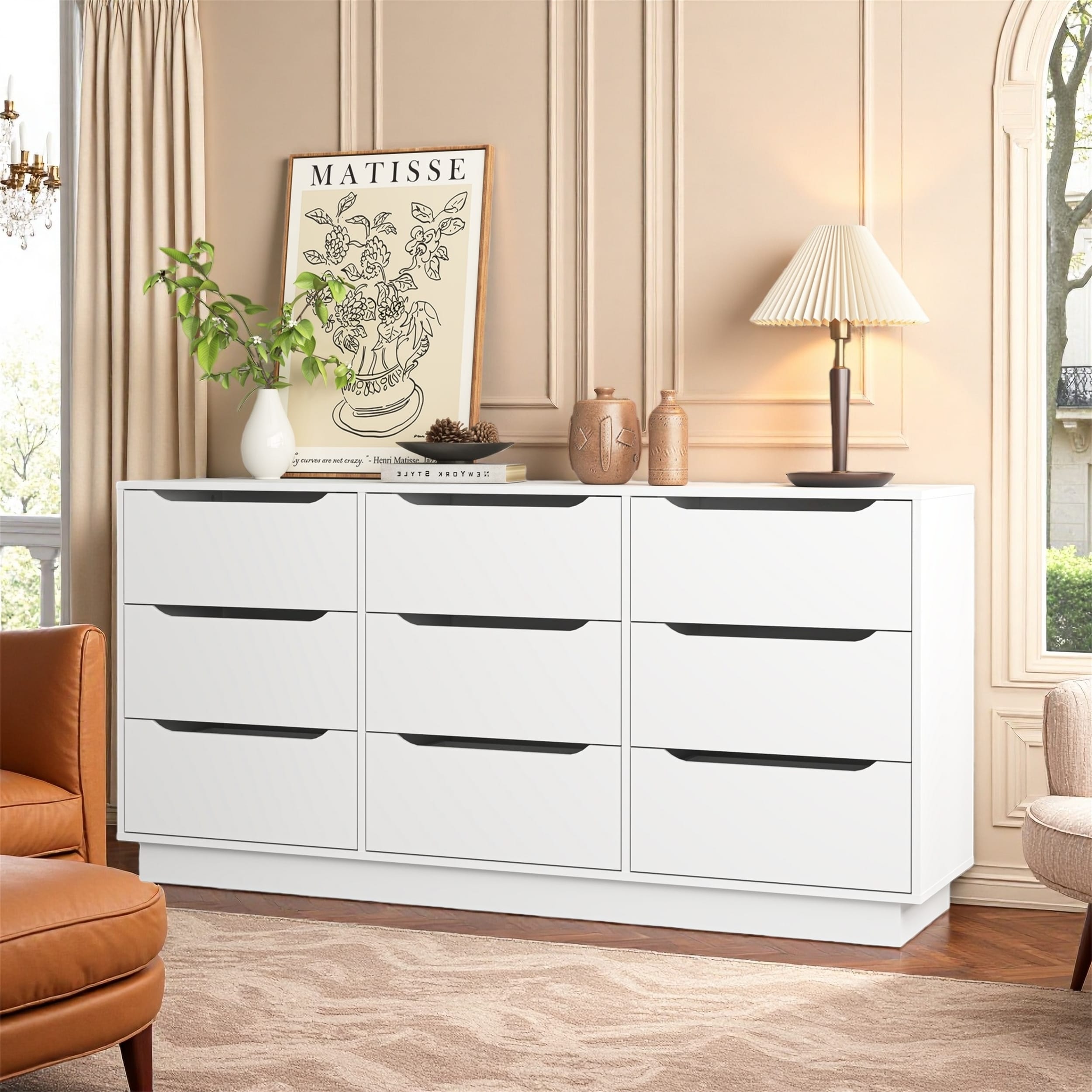 9-Drawer Dresser with Spacious Top, Multi-Functional Wood Cabinet