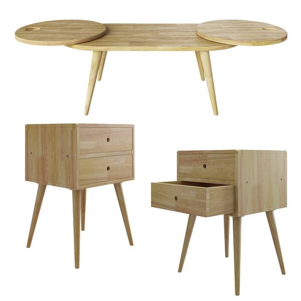 Shop Carson Carrington Shorewood 3 Piece Mid Century Modern Wood End Tables With Drawers And Oval Expandable Cocktail Table On Sale Overstock 31809904