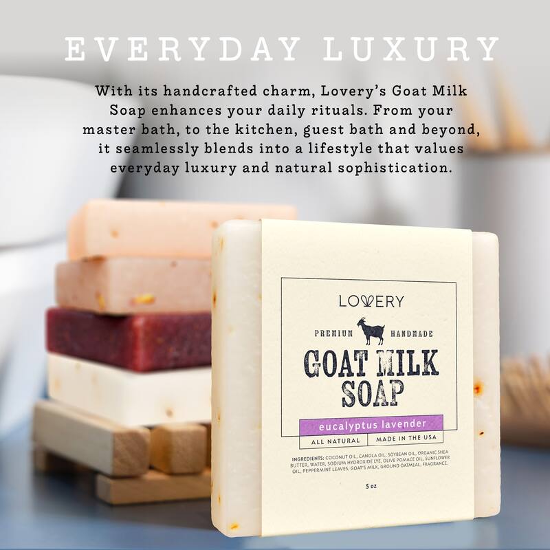 Lovery Handmade Goat Milk Soap Bars with Shea Butter - Multi Scent , 5 Pack