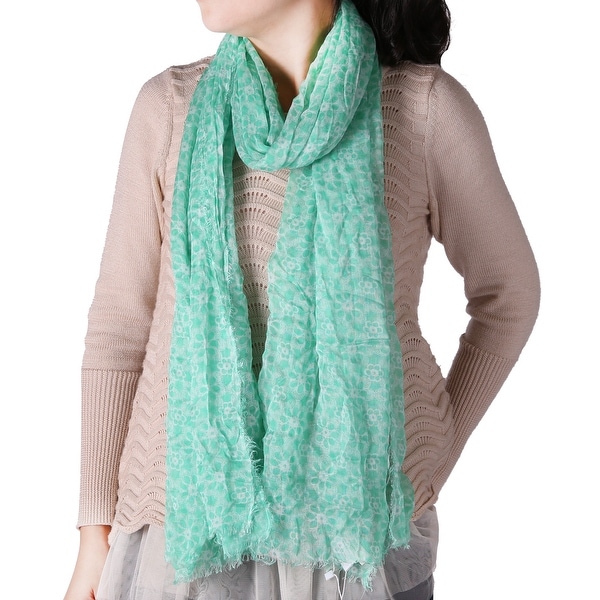 Shop Richie House Women&#39;s Lime Blossoms Summer Scarf - Green - Standard - On Sale - Free ...