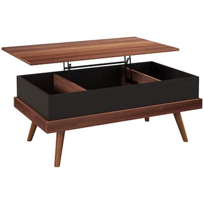 HOMCOM Lift Top Coffee Table with Hidden Compartment, 39.25" Wooden Center Table with Safety Hinges and Wood Legs