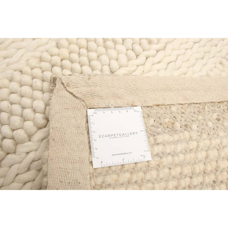 ECARPETGALLERY Braid weave Sienna Cream Wool Rug - 5'1 x 6'11