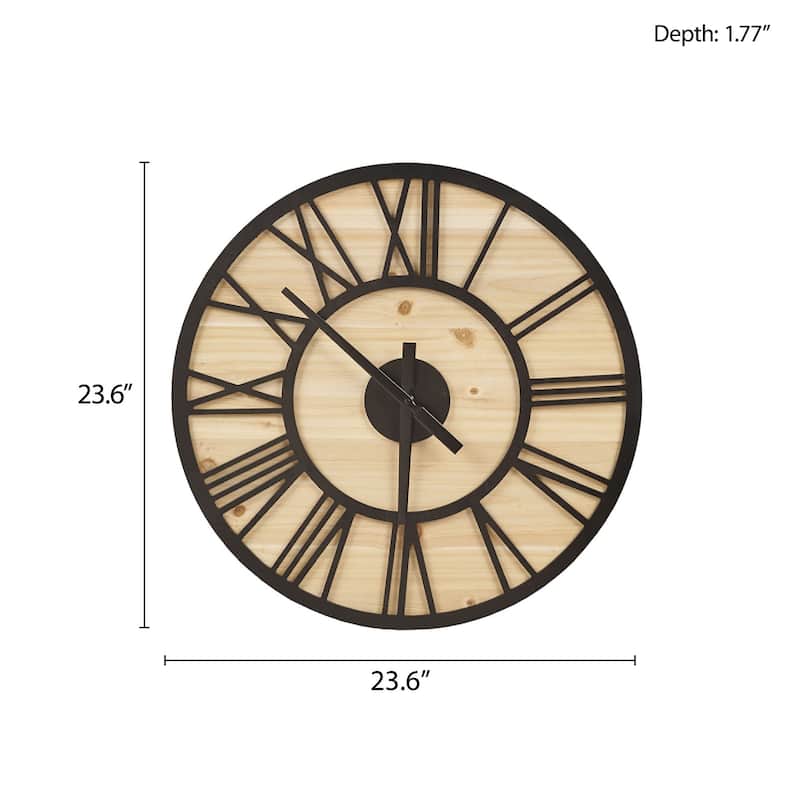 Madison Park Mason 23.6" Wood Wall Clock