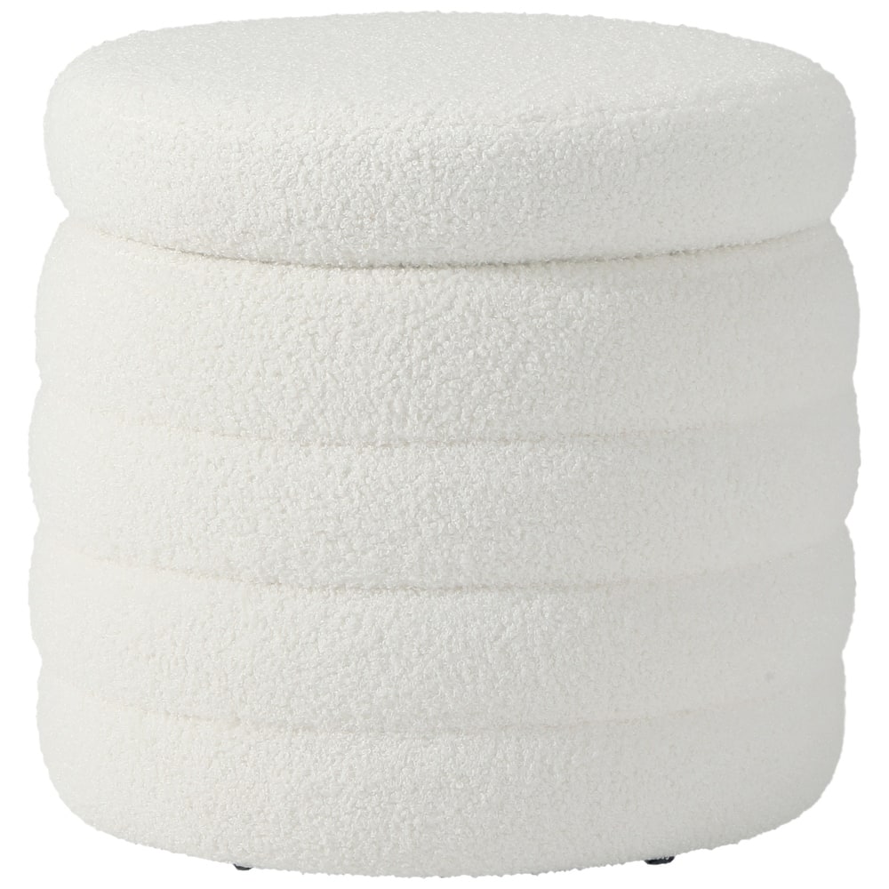 Bayville 16" Tall Sherpa Round Ottoman With Storage
