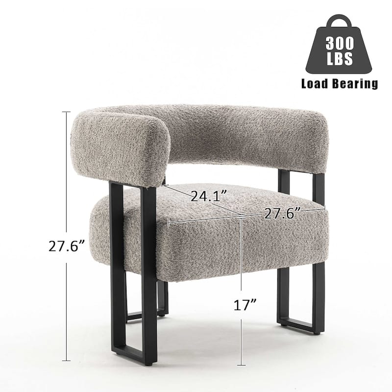 Upholstered Teddy Velvet Accent Chair, Modern Boucle Armchair