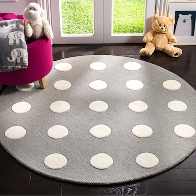 SAFAVIEH Handmade Kids Marrigje Wool Rug - Grey/Ivory - 5' Round