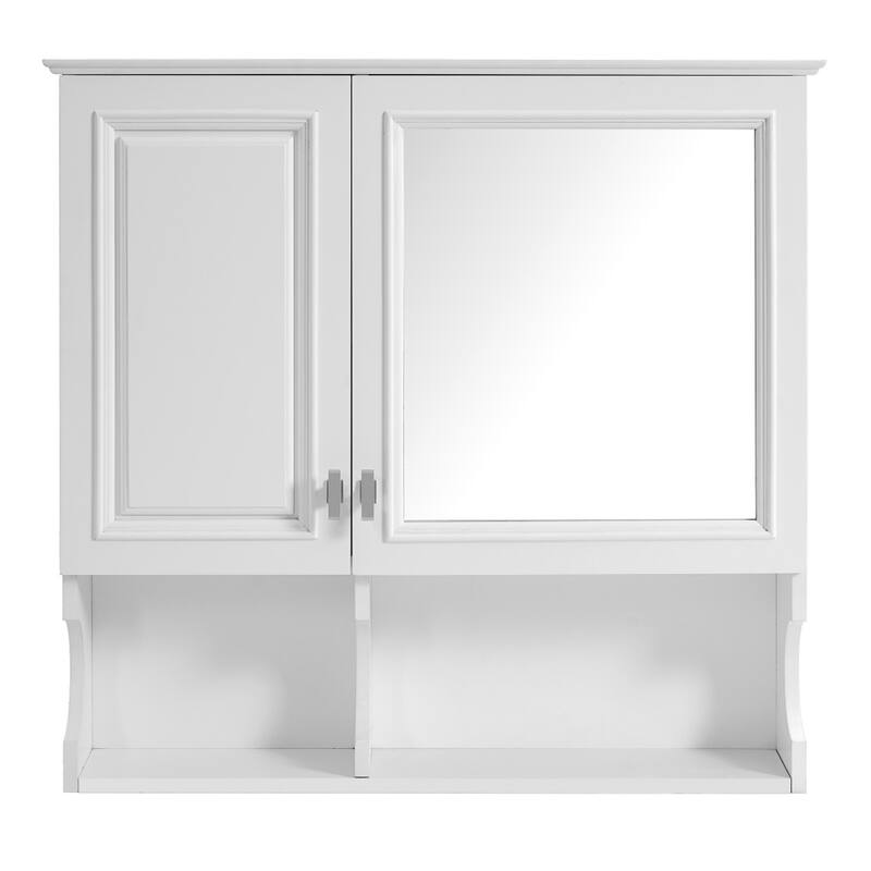 2-in-1 Bathroom Storage Wall Cabinet with Mirror and Adjustable Shelf