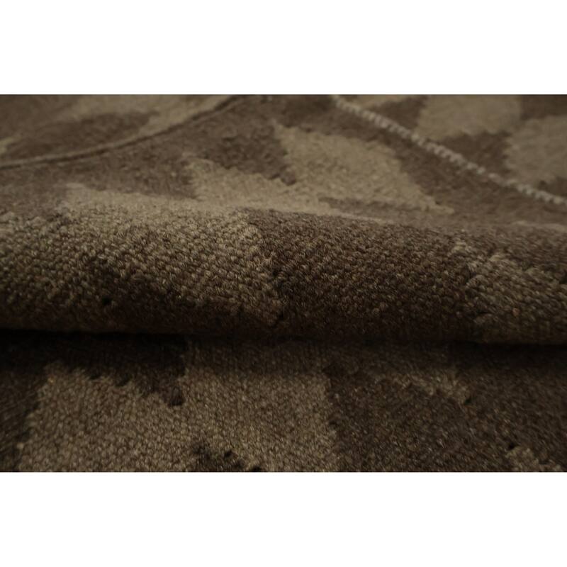 Hand Woven Oriental 100% Wool Carpet Southwestern All-Over Brown Kilim Area Rug - 13' 1'' X 10' 0''