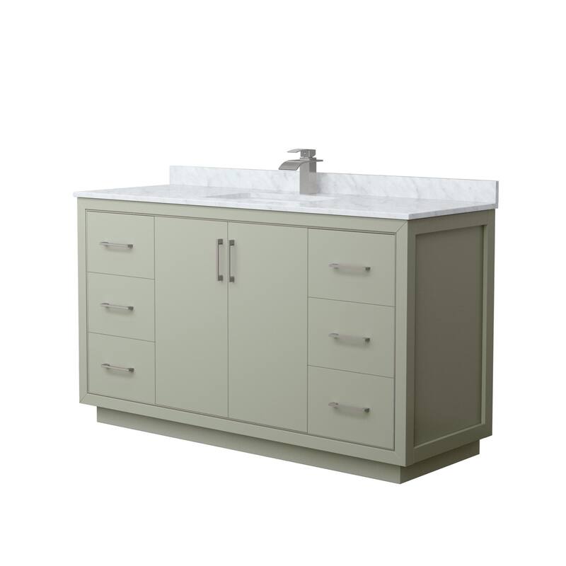 Wyndham Collection WCF1111-60S-NAT-MXX Icon 60" Free Standing Single - Light Green / Brushed Nickel Hardware