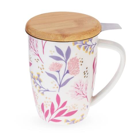 Bailey Botanical Bliss Ceramic Tea Mug & Infuser by Pinky U - Multicolor