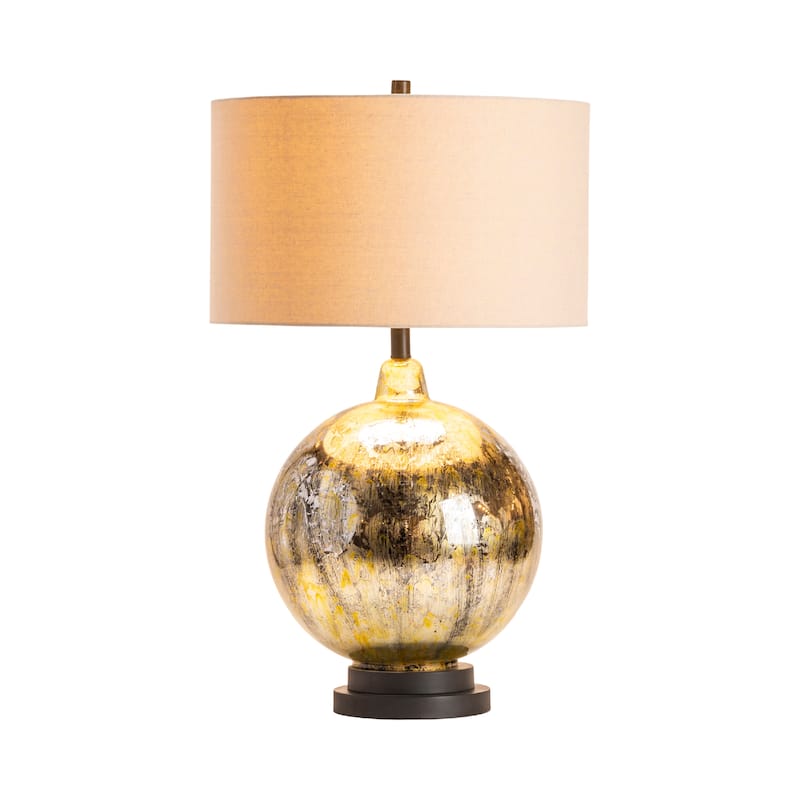 Metallic Silver Glass and Metal Orb Table Lamp - 31.5" H