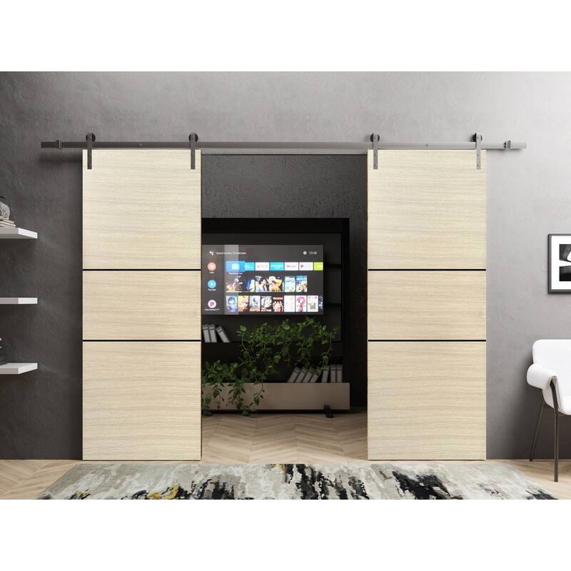 Sturdy Double Barn Door 36 x 80 with Planum 0014 Natural Veneer with 13FT