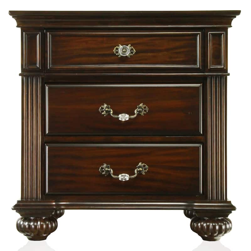 Vame Traditional Walnut Wood 2-Piece Poster Bedroom Set by Furniture of America