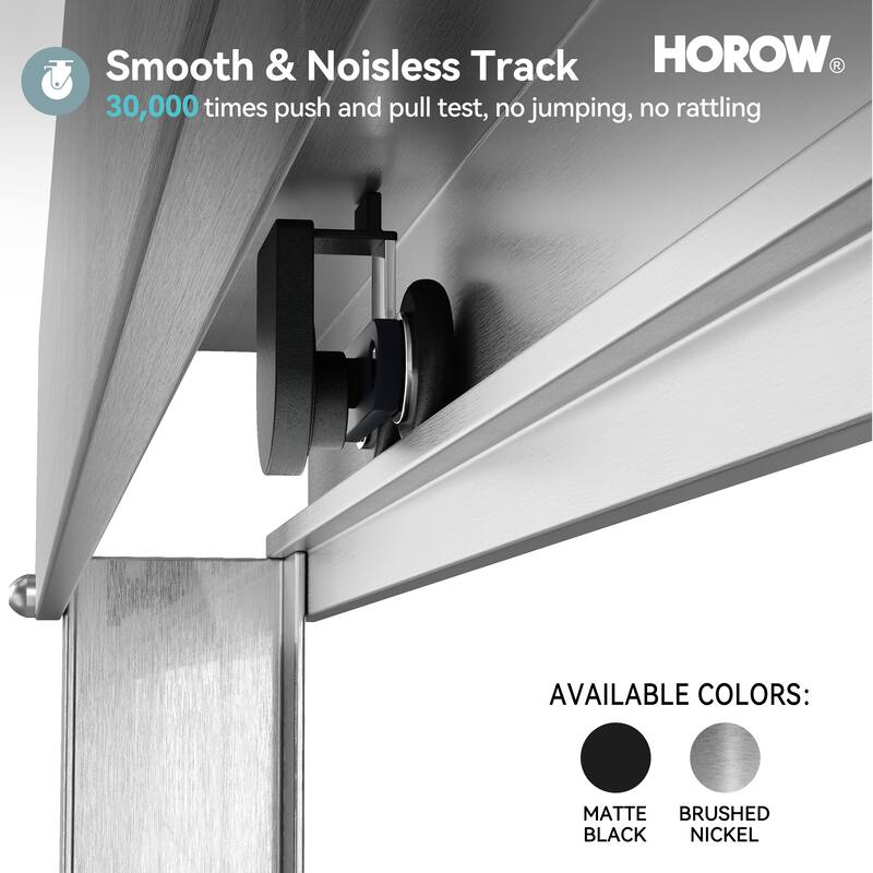 HOROW 44 to 48 Inch Wide 72 Inch High Double Sliding Semi Frameless Shower Door in Brushed Nickel with Clear Glass