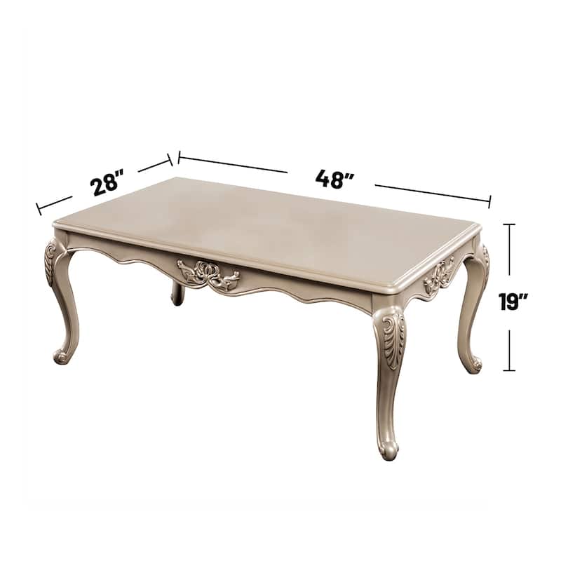 Rectangle Coffee Table with Cabriole Legs in Champagne