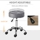 Thumbnail 4, HOMCOM Round Vanity Stool with Height Adjustable Lift, Luxury Style Upholstery and Swivel Seat and Wheels - 13.75"x13.75"x24". Changes active main hero.