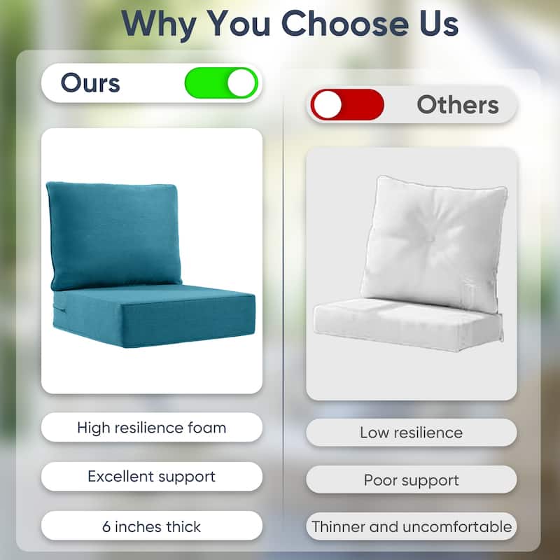 2 Pairs 6 Inch Seat & Back Cushion - Peacocka Green - 6 Inch