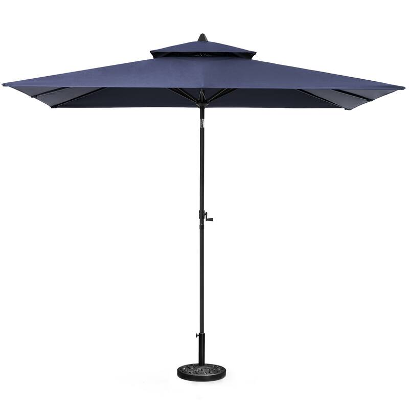 10 x 6.5 Ft Double Top Market Patio Umbrella with Base
