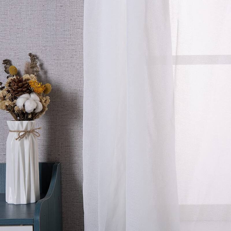 DriftAway Solid White Sheer Window Scarf Valance Long Luxury Sheer Fabric Topper Knife Edge