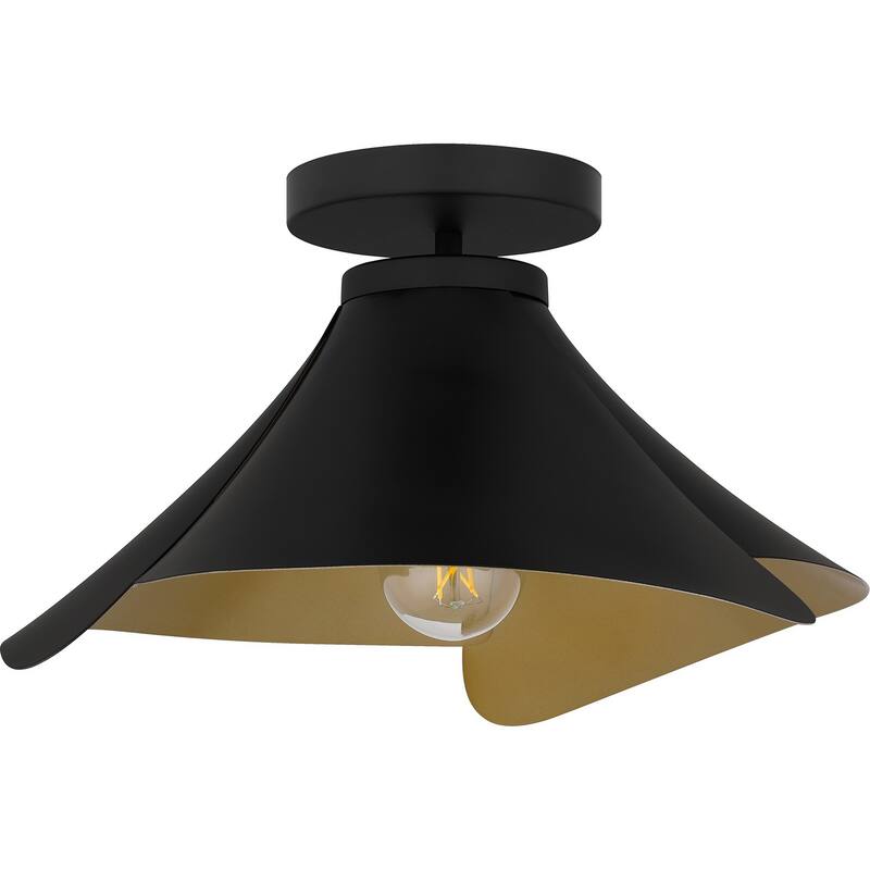 Matte Black One Light Semi Flush Mount from the Quoizel Semi-Flush Mount Collection - Matte Black