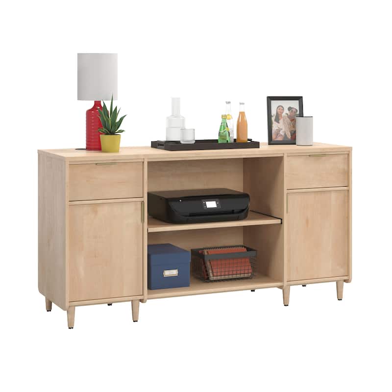 Wood Credenza with Large Surface, Maple - 59.06"W x 18.5"D x 30.39"H