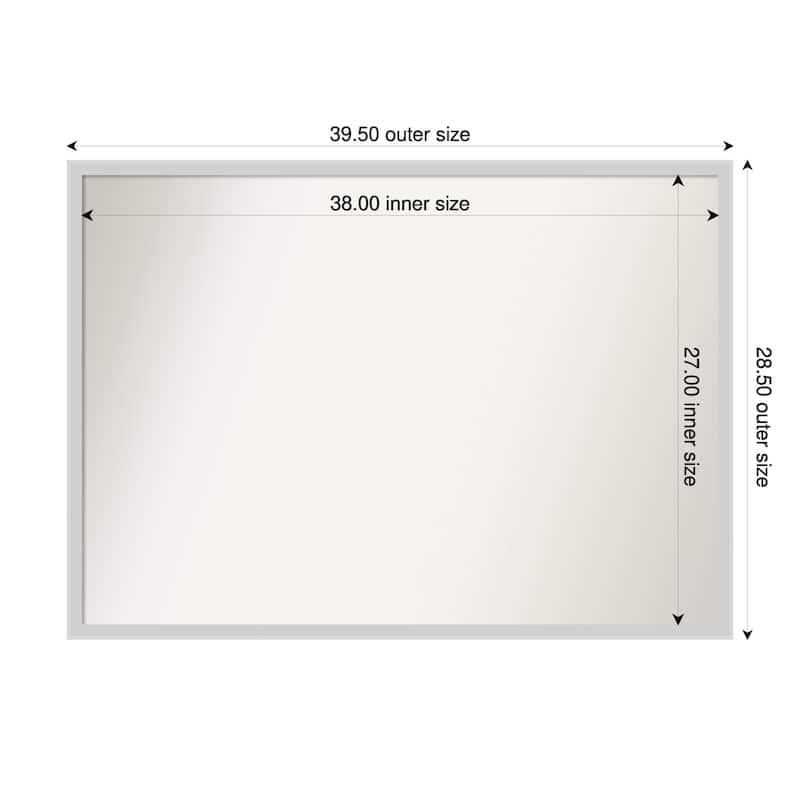 Incline Non-Beveled Wood Framed Wall Mirror - 40 x 29 in - Incline Silver