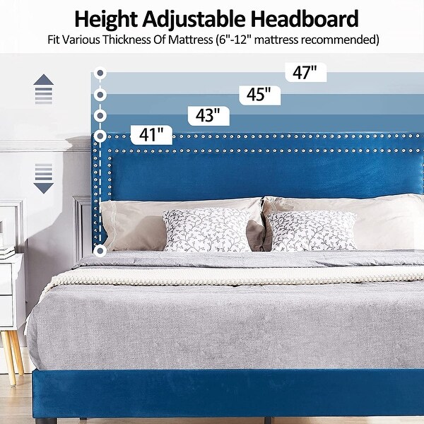VECELO Upholstered Bed Frames with Height Adjustable VECELO Upholstered Bed Frames with Height Adjustable