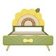 preview thumbnail 7 of 10, Twin Size Upholstered Platform Bed with Sunflower Shaped Headboard, Cute Bedframe w/Wood Slats Support for Kids Girls Boys Green
