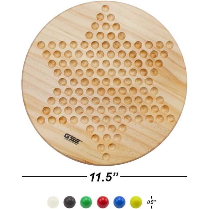 GSE™ 11.5" Wood Chinese Checkers Board Game Set with Wooden Marbles