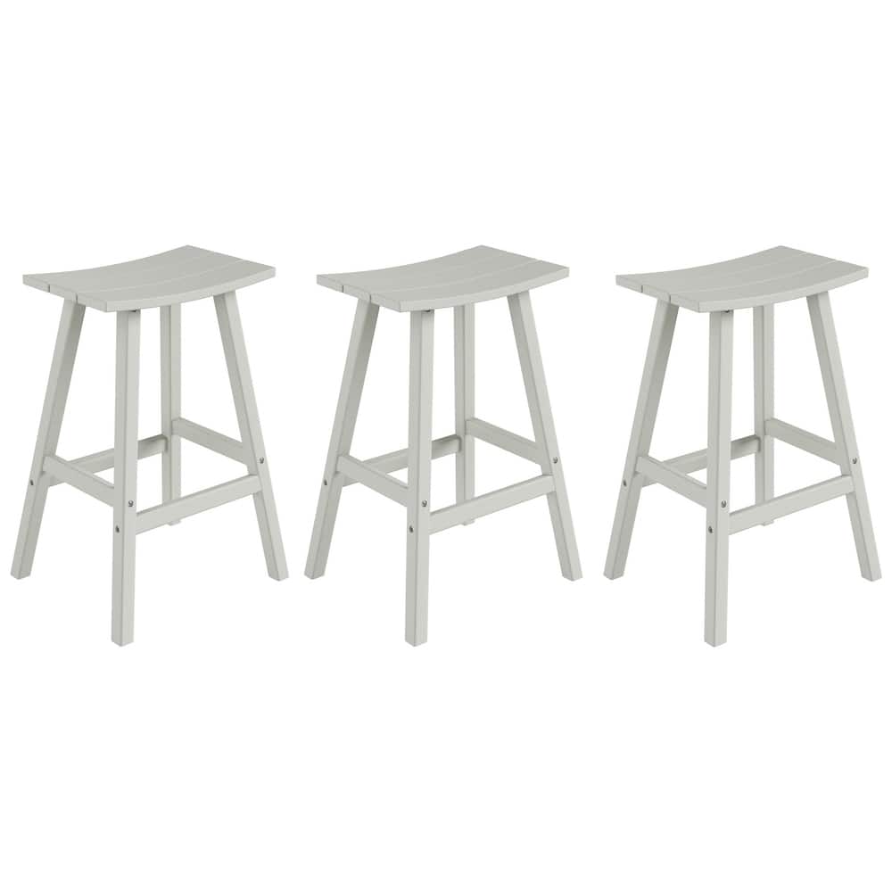Laguna Hdpe All Weather Outdoor Patio 29" Saddle Seat Bar Stool (Set Of 3)