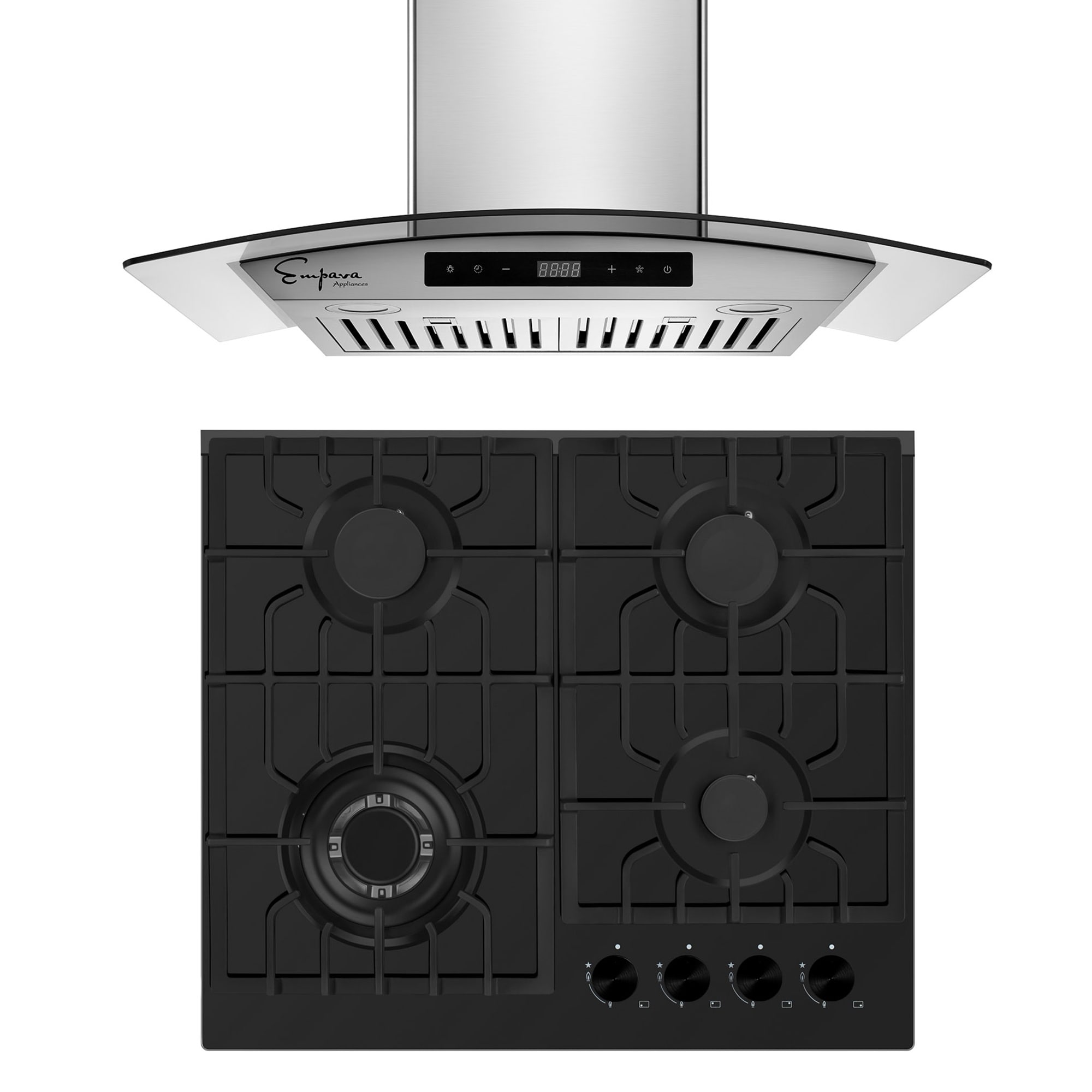 Empava 2 Piece Kitchen Appliances Packages Including 24" Gas Cooktop and 30" Wall Mount Range Hood
