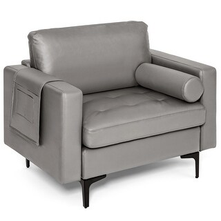 Costway Modern Accent Armchair Single Sofa with Bolster & Side Storage