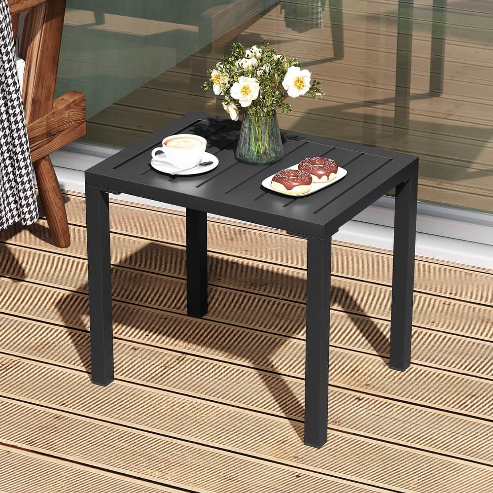 VredHom Outdoor Aluminum Patio Side Table - 18.1 in L * 13.8 in W * 15.7 in H