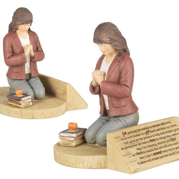 6” Kneeling Female Teacher Prayer Resin Figurine - N/A