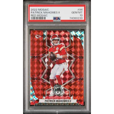 Patrick Mahomes 2022 Panini Mosaic Red Prizm Football Card #94 Graded PSA 10 - 8'6" x 11'6"