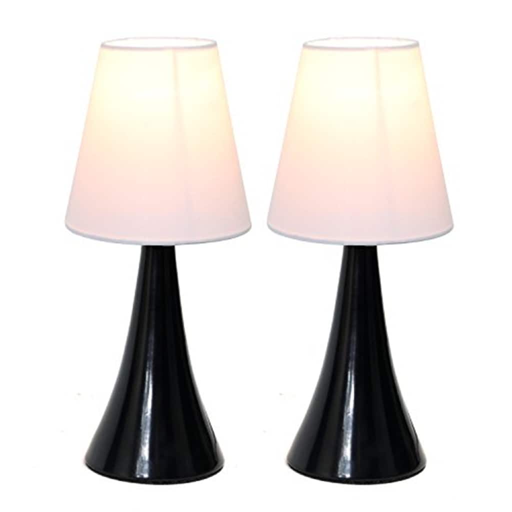 11.42 in. Black Finish Table Lamp with White Shade, Sturdy Table Lamp for Living Rooms and Bedrooms, Set of 2