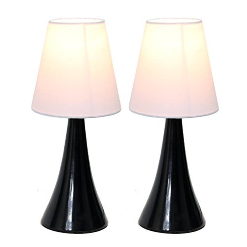 11.42 in. Black Finish Table Lamp with White Shade, Sturdy Table Lamp for Living Rooms and Bedrooms, Set of 2