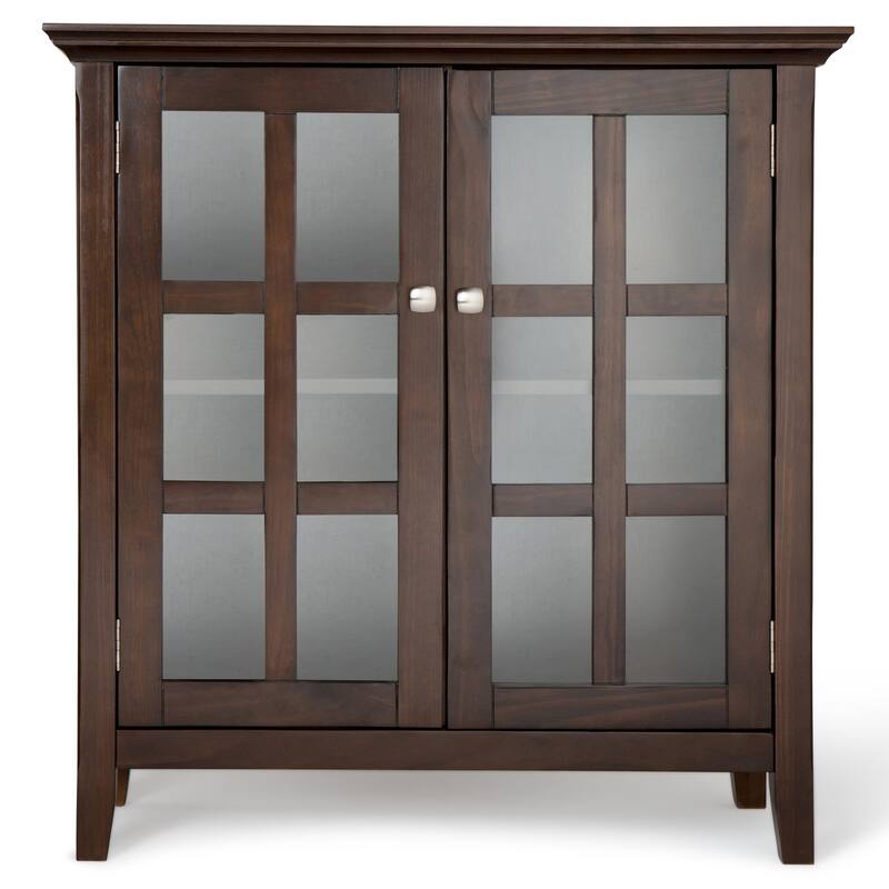 WYNDENHALL Normandy SOLID WOOD 35 inch Wide Transitional Low Storage Cabinet - 35"w x 15.5"d x 36" h