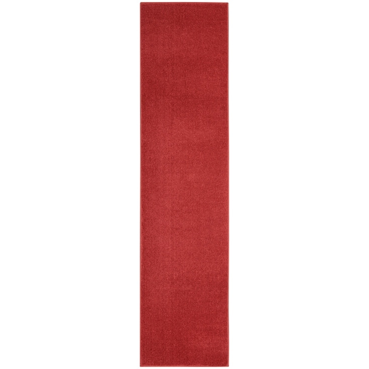 Nourison Essentials Solid Contemporary Indoor/Outdoor Area Rug - 2'2" x 12' - Red