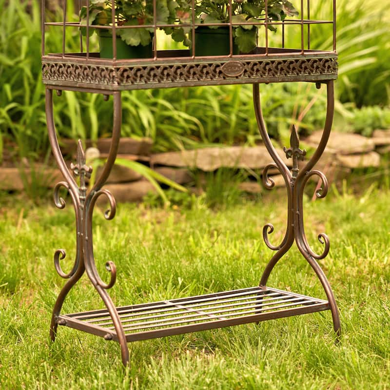 Vintage Style Iron Cage Plant Stand "Paris 1968" in Bronze