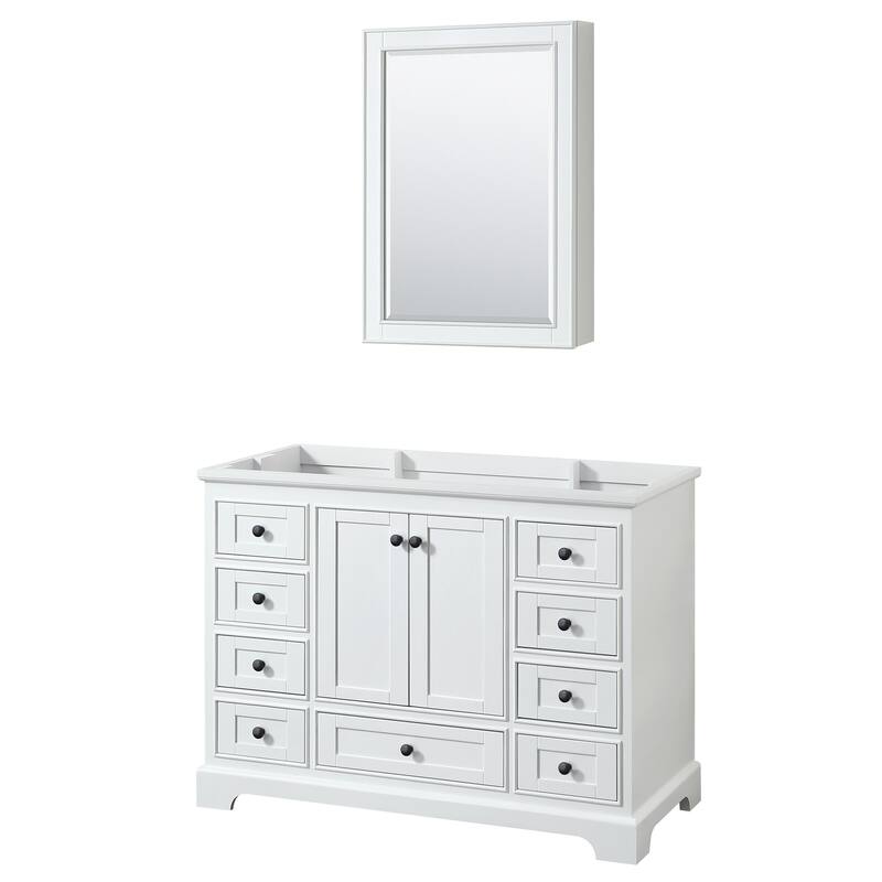 Wyndham Collection Deborah 47-1/4" Free Standing Single Wood Vanity - White / Matte Black Hardware