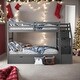 preview thumbnail 1 of 10, Twin Over Twin Bunk Bed With Twin Trundle and 3 Storage Stairs for Kids Grey