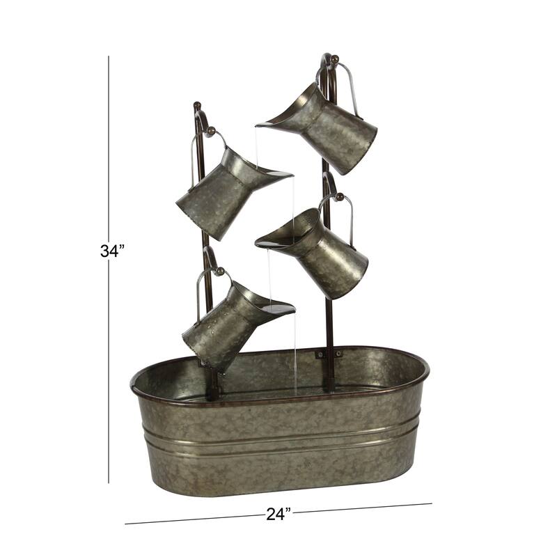 Metal Fountain with Watering Cans - Gray - Roche River Decor