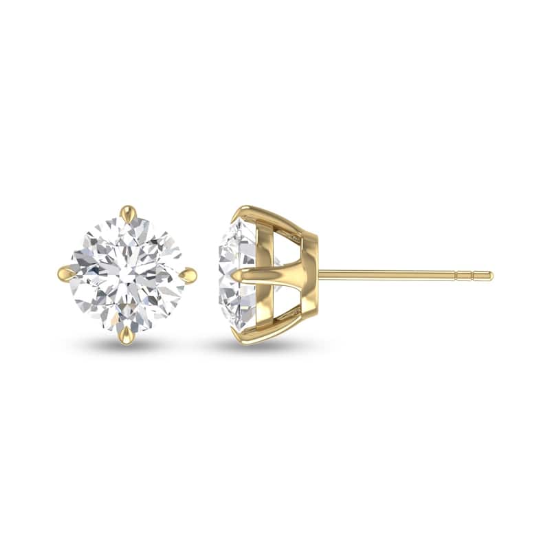 Marquee Lab Grown 1/2 Carat Round Solitaire Diamond Earrings in 14K Yellow Gold